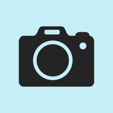 Fotoğraf kamera simgesi. DSLR kamera işareti simgesi. Dijital fotoğraf makinesi. Düz tasarım stili. 