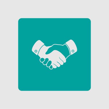 El sıkışma işareti simgesi. Başarılı iş sembolü. Düz tasarım stili.