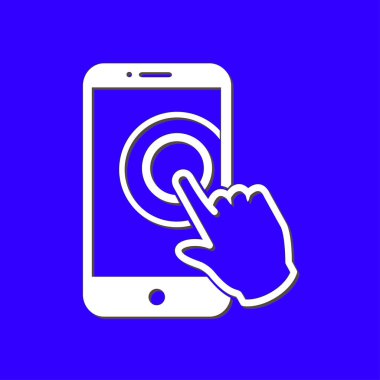 Dokunmatik ekran smartphone işareti simgesi. El işaretçi simgesi. Düz tasarım stili. Vektör Eps 10.