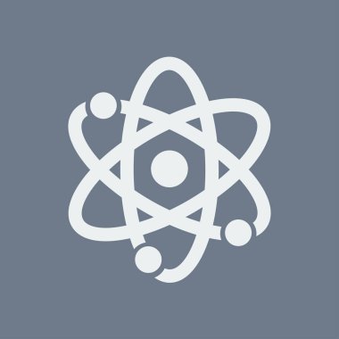 Atom işareti simgesi. Atom bölümü simgesi. Düz tasarım stili.