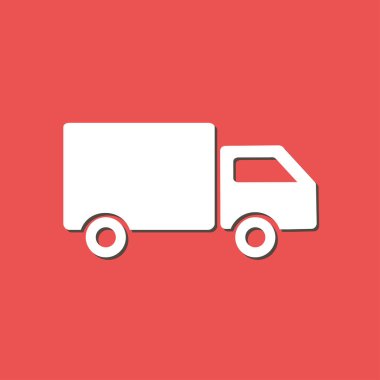 Teslimat kamyonu işareti simgesi. Kargo van sembolü. Sevk irsaliyelerini ve ücretsiz teslim. Düz stil. Vektör.