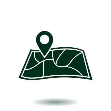 harita ve PIN, vektör çizim basit simgesi