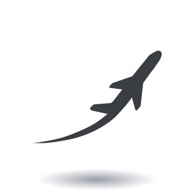 Uçak uçuş biletleri hava sinek seyahat kalkış siluet öğesi. Uçak sembolü. Seyahat etmek simge. Düz tasarım.