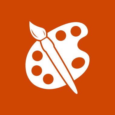 Boya fırça paleti simgesi ile. Düz tasarım stili.