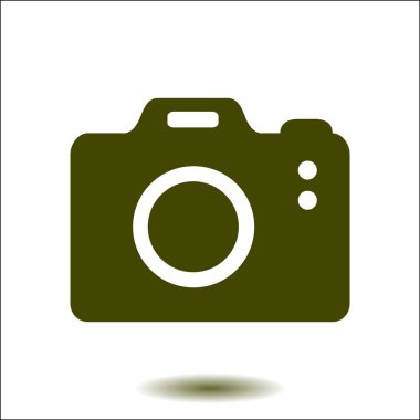 Fotoğraf kamera simgesi. DSLR kamera işareti simgesi. Dijital fotoğraf makinesi. Düz tasarım stili. 