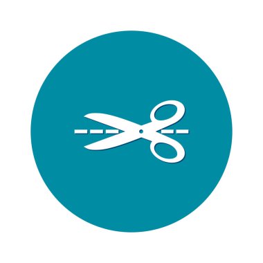 Makas ile kesme hatları simgesi. Rozet yer kesme.