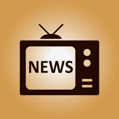 TV haber muhabiri. Düz tasarım stili. Kitle iletişim araçları sembolü. 