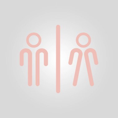 WC işareti simgesi. Erkek ve kadın tuvalet. Düz tasarım. 