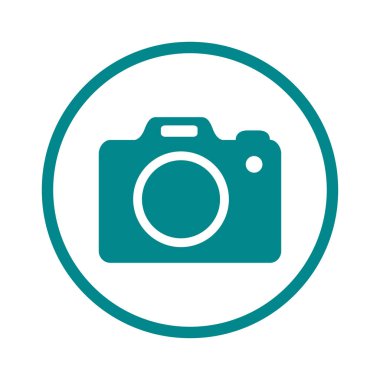 Fotoğraf kamera simgesi. DSLR kamera işareti simgesi. Dijital fotoğraf makinesi. Düz tasarım stili. 