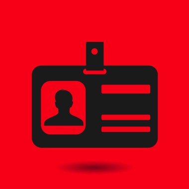 Kimlik kartı simgesi. Konferans katılımcı rozeti. Düz tasarım stili. 