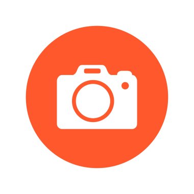 Fotoğraf kamera simgesi. DSLR kamera işareti simgesi. Dijital fotoğraf makinesi. Düz tasarım stili. 