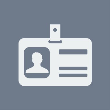 Kimlik kartı simgesi. Konferans katılımcı rozeti. Düz tasarım stili. 