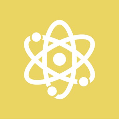 Atom işareti simgesi. Atom bölümü simgesi. Düz tasarım stili.