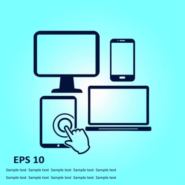 Akıllı telefon bilgisayar tablet netbook sembolü. Düz tasarım.