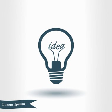 Işık lamba işareti simgesi. Fikir sembolü. Düz tasarım stili.