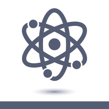 Atom işareti simgesi. Atom bölümü simgesi. Düz tasarım stili.