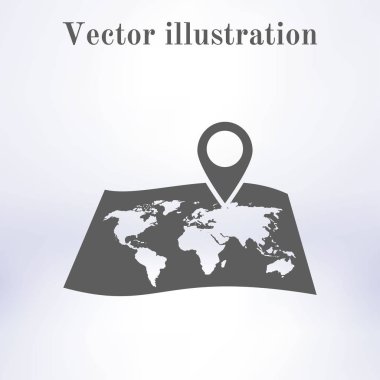 harita ve PIN, vektör çizim basit simgesi