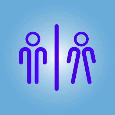 WC işareti simgesi. Erkek ve kadın tuvalet. Düz tasarım. 