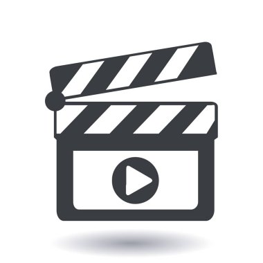 Film yapımcısı clapper kurulu simgesi. Düz tasarım stili.