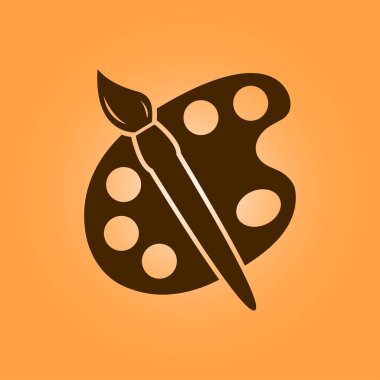 Boya fırça paleti simgesi ile. Düz tasarım stili.