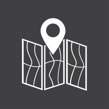 harita ve PIN, vektör çizim basit simgesi