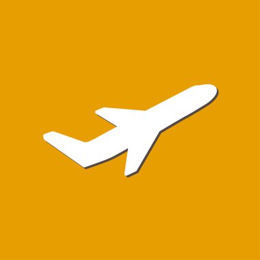 Uçak uçuş biletleri hava sinek seyahat kalkış siluet öğesi. Uçak sembolü. Seyahat etmek simge. Düz tasarım. 