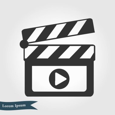 Film yapımcısı clapper kurulu simgesi. Düz tasarım stili.