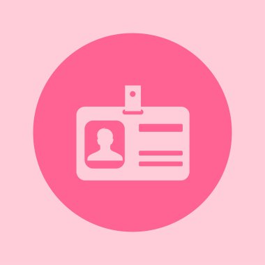 Kimlik kartı simgesi. Konferans katılımcı rozeti. Düz tasarım stili. 