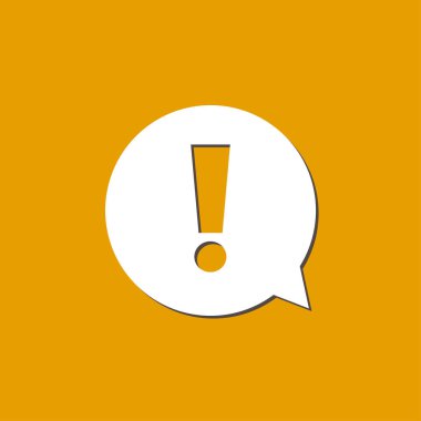 Ünlem işareti. Tehlike uyarı sembolü. Düz tasarım stili. Vektör.