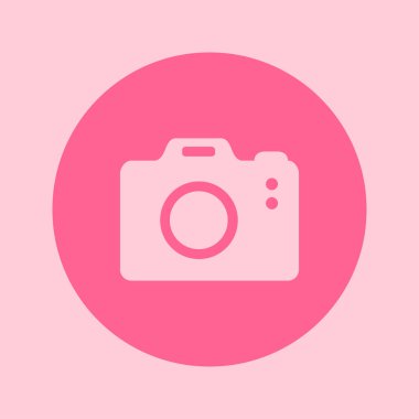 Fotoğraf kamera simgesi. DSLR kamera işareti simgesi. Dijital fotoğraf makinesi. Düz tasarım stili. 