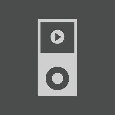 Taşınabilir kitle iletişim araçları oyuncu simgesi. Düz tasarım stili. 