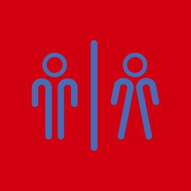WC işareti simgesi. Erkek ve kadın tuvalet. Düz tasarım.