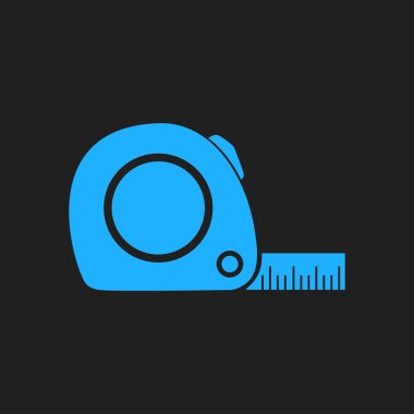 Mezura simgesi. Rulet inşaat sembolü. Boyutları ve ölçüleri. Bir kesim kartı oluşturma.