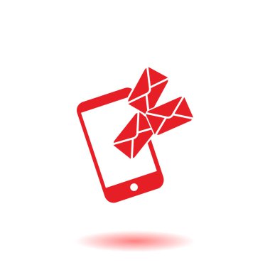 Akıllı telefon e-posta veya sms simgesi. Mobil posta işareti simgesi.
