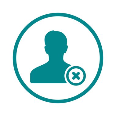 Kullanıcı işareti simgesini kaldırın. Arkadaş simgesini kaldırmak. Düz tasarım stili.