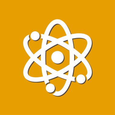 Atom işareti simgesi. Atom bölümü simgesi. Düz tasarım stili.