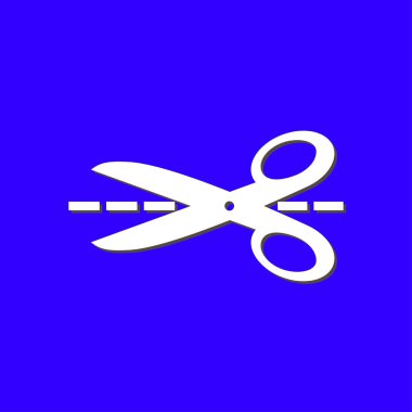 Makas ile kesme hatları simgesi. Rozet yer kesme.