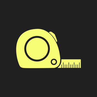 Mezura simgesi. Rulet inşaat sembolü. Boyutları ve ölçüleri. Bir kesim kartı oluşturma.