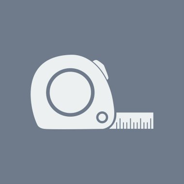 Mezura simgesi. Rulet inşaat sembolü. Boyutları ve ölçüleri. Bir kesim kartı oluşturma.