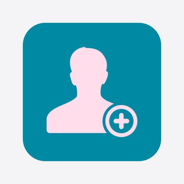 Kullanıcı işareti simgesi ekleyin. Arkadaş simgesi eklemek. Düz tasarım stili.