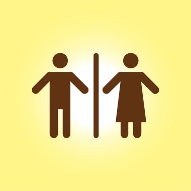 WC işareti simgesi. Erkek ve kadın tuvalet. Düz tasarım.
