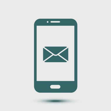 Akıllı telefon e-posta veya sms simgesi. Mobil posta işareti simgesi.