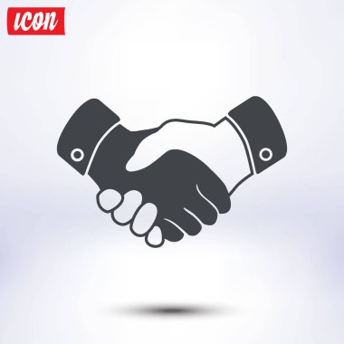 El sıkışma işareti simgesi. Başarılı iş sembolü. Düz tasarım stili.