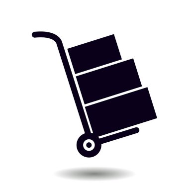 Kutuları simge kamyonla. El kamyon işareti simgesi.