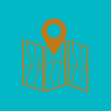 harita ve PIN, vektör çizim basit simgesi