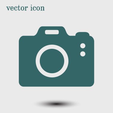 Fotoğraf kamera simgesi. DSLR kamera işareti simgesi. Dijital fotoğraf makinesi. Düz tasarım stili. 