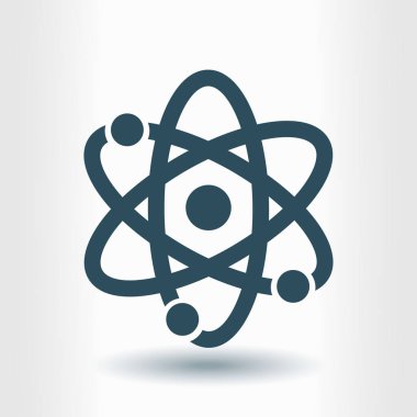 Atom işareti simgesi. Atom bölümü simgesi. Düz tasarım stili.
