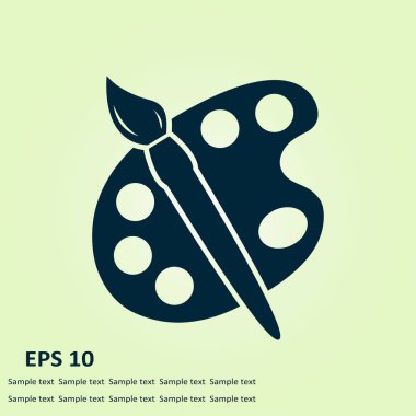 Boya fırça paleti simgesi ile. Düz tasarım stili.