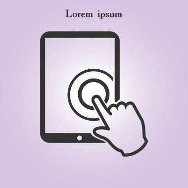 Değmek perde tablet Pc işareti simgesi. El işaretçi simgesi. 