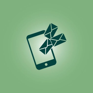 Akıllı telefon e-posta veya sms simgesi. Mobil posta işareti simgesi.